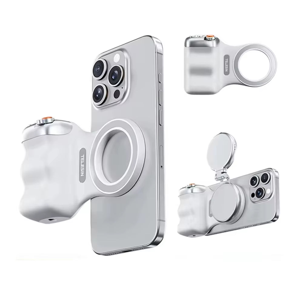 TELESIN Magnetic Phone Camera Shoot Hand Grip Phone Holder Shooting Aid Remote Control Handle for Iphone HUAWEI SAMSUNG Phone